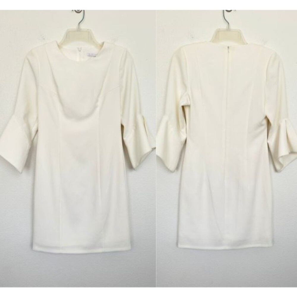 Black Halo Lorie Mini Sheath Dress Flutter Sleeve White Lined Wedding Women's 2